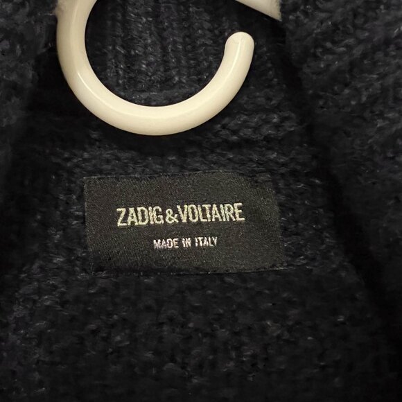 Zadig & Voltaire Navy Mystic AZ Cardigan with Red Stripe XS/S Oversized - Picture 4 of 11